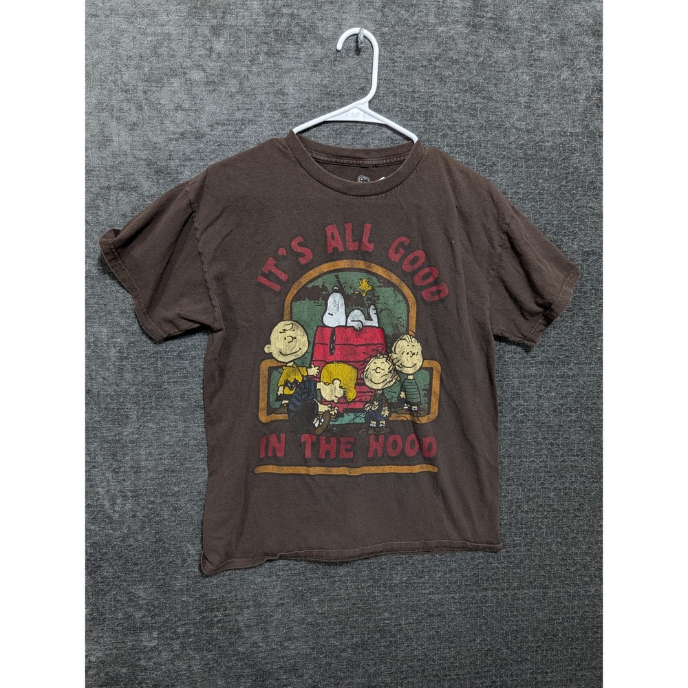Peanuts Snoopy Its All Good In The Hood Brown Graphic T-Shirt Mens Medium